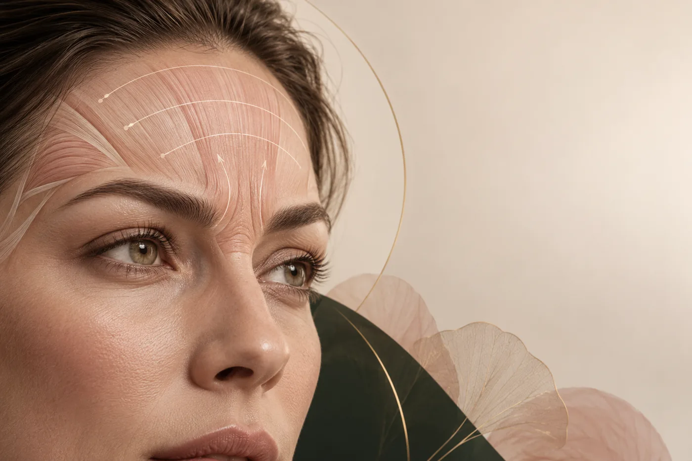 Ilustração conceitual das linhas de expressão e do movimento facial.